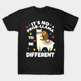 Sloth Llama Autism Awareness shirt for boy girl teacher T-Shirt